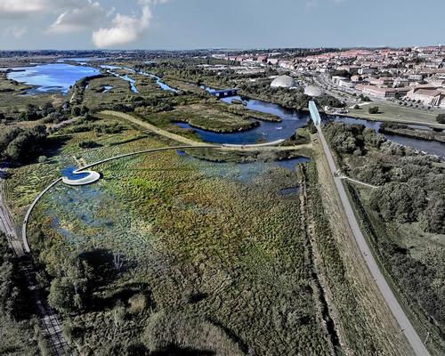 Stork Meadow will be converted by CF Møller’s landscape team, with a network of streams leading rainwater from Randers’ Vorup suburb into large purification basins in the park / C.F. Møller Architects