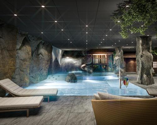 The family spa will offer bathing areas, hydro-massage showers and a miniature version of the Tamina gorge – the mystical local landmark that provides thermal water to the resort / Grand Resort Bad Ragaz