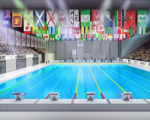 An artist's impression shows how the aquatics centre for the Commonwealth Games might look