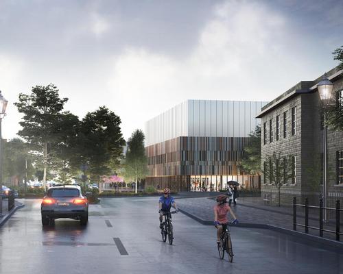 The main sports hall will be housed within a relatively solid and constrained volume that is raised to allow high-occupancy spaces, such as the fitness suite and studios, to be placed at ground level / FaulknerBrowns