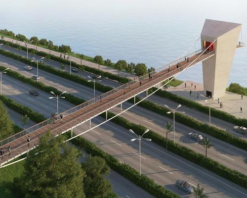 Seven unique footbridges will appear as beacons in the landscape and create a link between parks, forests and viewpoints. / Dissing+Weitling