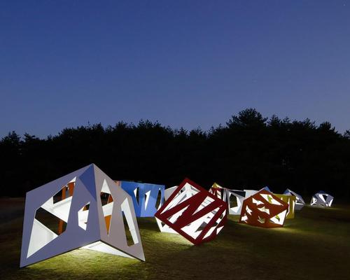 Japanese studio Moriyuki Ochiai Architects have designed a cluster of vibrant, polygonal tea houses that double as a new 'sanctuary for stargazing' for budding astronomers / Fumio Araki