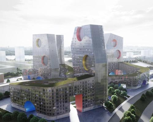 The 3D rendering of Holl's Tuschimo design / Steven Holl Architects