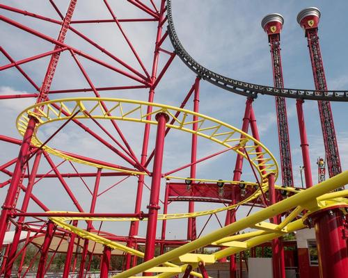 Junior Red Force sits within the shadow of the record-breaking Red Force launch coaster