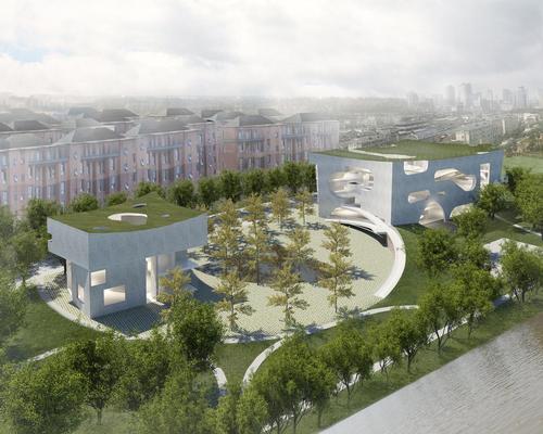 How the completed Shanghai Cofco Cultural & Health Centeis expected to look / Steven Holl Architects