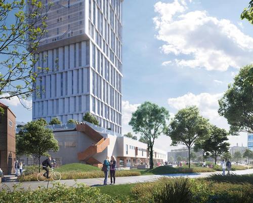 Three cantilevering vertical foyers will create a striking form, and the lightly coloured façades will be layered to ensure optimum daylight conditions / C.F. Møller Architects 