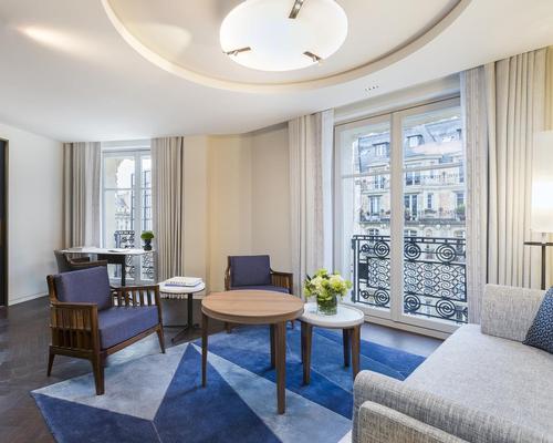 Many of the hotel’s interiors were custom designed – including glass sconces, floor and wall treatments, door handles, wash basins, faucets, lighting fixtures