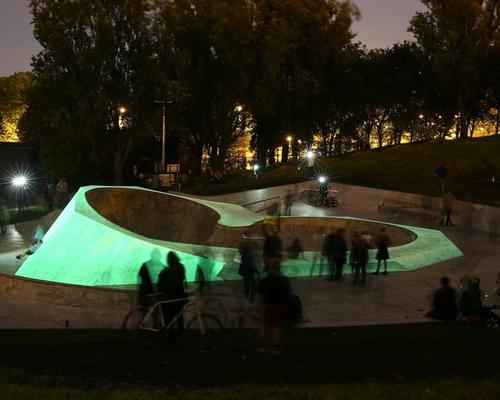 The glow-in-the-dark skatepark was commissioned as part of the Liverpool Biennial / Liverpool Biennial