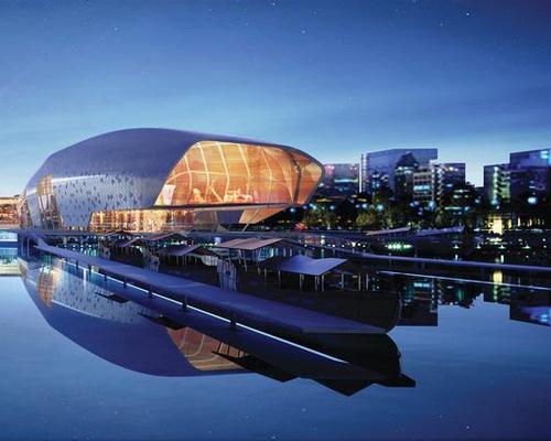 Five shell-like structures will radiate out towards the city’s port harbour / Cox Rayner Architects