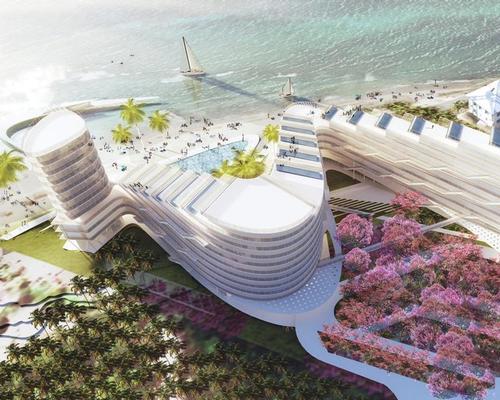 Forest, parkland and ocean will surround the resort’s main white-clad building, which will form one connected structure winding and rising like a staircase across the plot / TEN Arquitectos 
