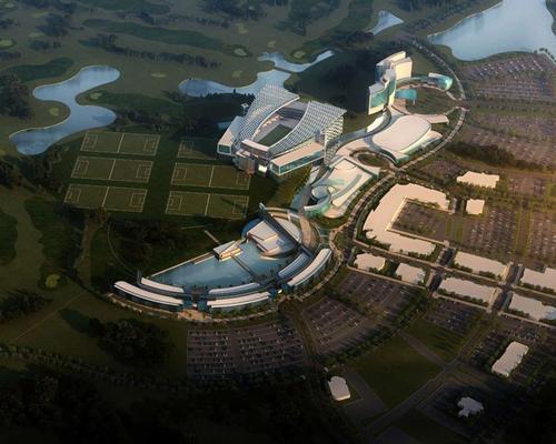 Baker Barrios’ 230-acre masterplan is anchored by a 24,000-capacity national stadium / Baker Barrios Architects 