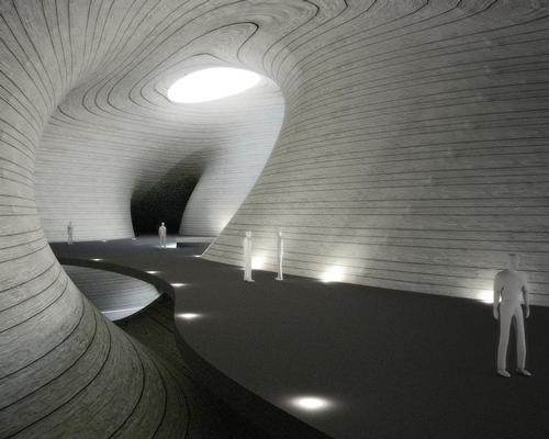 Visitors will walk through cave-like openings to move from gallery to gallery / MAD Architects