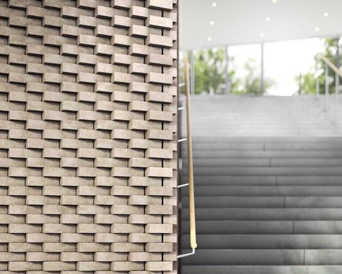 The interior shots reveal the walls are lined with jagged brick formations reflecting the configuration of the exterior balconies / The Durst Organization/Via West 57