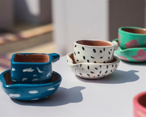 Chai tea cups made from terracotta were made by local potters for the debut show / Design Museum Dharavi