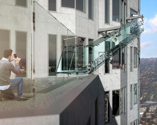 The 45ft Skyslide will link the 70th and 69th floors of the Bank Tower; the tallest building on the west coast of the US / OAE Ltd