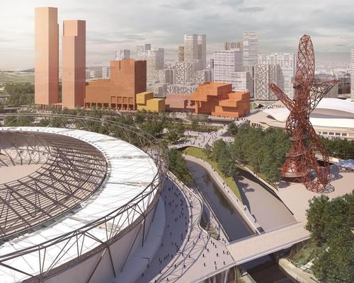 Olympicolpolis is situated next to Zaha Hadid’s London Aquatics Centre and close to Anish Kapoor’s ArcelorMittal Orbit / Queen Elizabeth Olympic Park