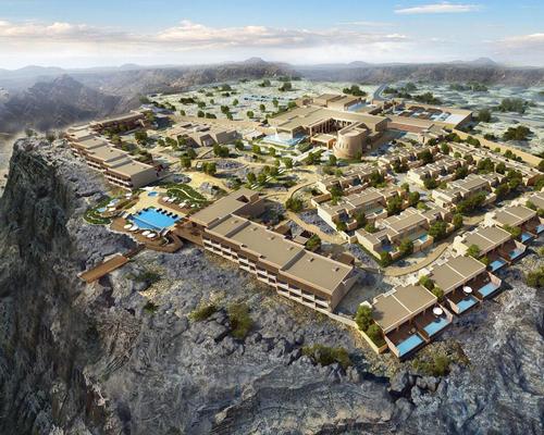 Designed to reflect traditional Omani architecture, the resort blends into the surrounding landscape, offering panoramic canyon views