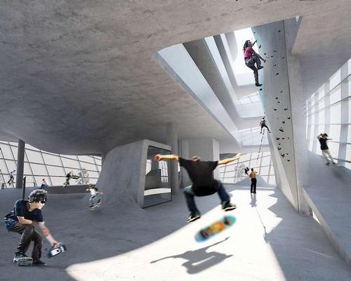 The project is believed to be the world's first multi-level skatepark / Guy Holloway Architects