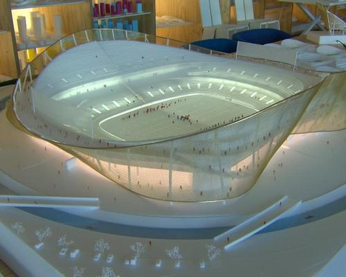 The stadium will be a semi-transparent wave-like structure surrounded by a moat / Washington Redskins