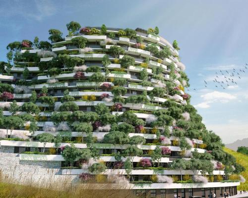 Boeri's design for a resort in China resembles a tree-covered hill that fits into the landscape / Stefano Boeri Architetti