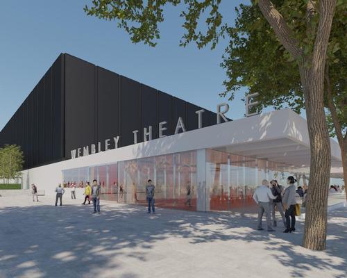The building is formed of a plinth housing the foyer and supporting a large black box which contains the theatre / Flanagan Lawrence