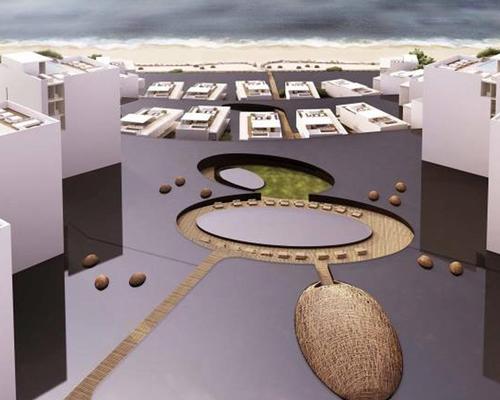 Aragones envisioned the hotel and residences as chambers suspended over mirrors of seawater