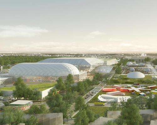 The first concept, called the N-S Axis, includes an abundance of green space / OMA with renderings by Robota