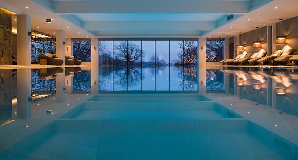 Nature has highly influenced design, from the Forest Green marble-lined pool to the countryside views
