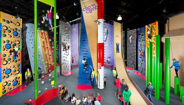 Clip ‘n Climb exhibited its colourful climbing walls at IEA