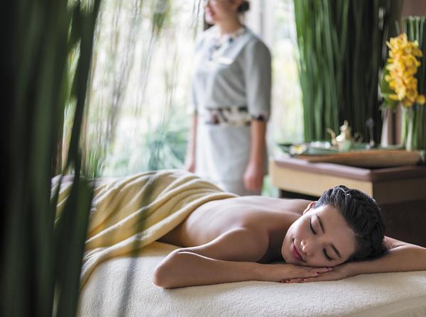 The table was made specifically for Shangri-La’s Asian spas