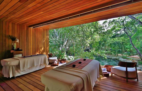The treatment rooms look out onto the jungle and cenote