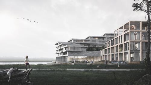 UN17 Village will feature multiple roof gardens and wellness-orientated communal facilities. / Courtesy of Lendager Group/ Image by TMRW