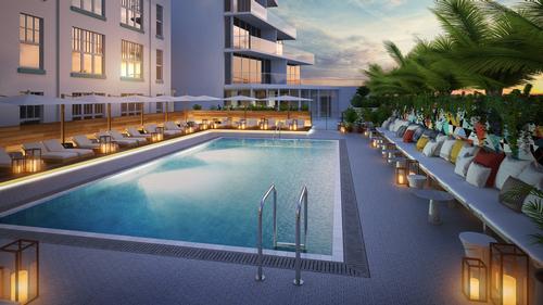 Navigate Group led the design for the hotel's swimming pool and terraces, patio strip along the beachfront, and restaurants. / Courtesy of The Celino Hotel