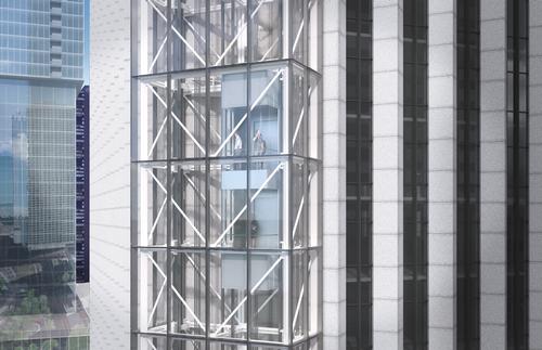The attraction's elevator will transport guests to the building's top floor in under a minute. / Courtesy of SCB