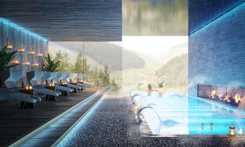 Amenities at the spa will include an infinity pool and several treatment rooms. / Courtesy of Afan Valley Adventure Resort