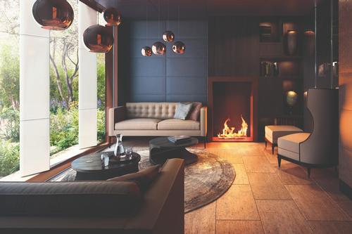 The lounge area was inspired by the interiors of local Victorian- and Edwardian-era gentleman clubs. / Courtesy of Clivedale London