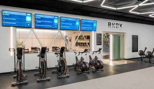 BKBX is also fitted with exercise bikes, a TRX system, monkey bars, and free weights. / Courtesy of Arrowstreet