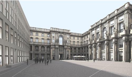 Rendering of the Schlüterhof courtyard / SHF / Architect: Franco Stella with FS HUF PG