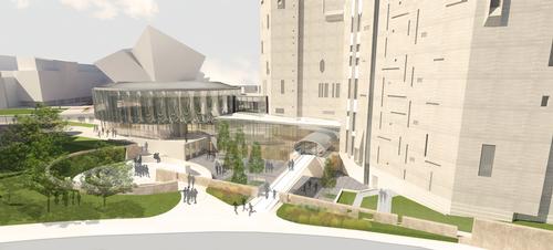 An aerial view of the campus / Fentress Architects and Machado Silvetti