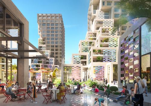 Pixel is built around a lively communal plaza. 
