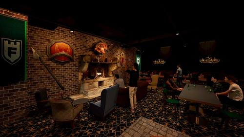 The basement lounge will have a fireplace / Populous