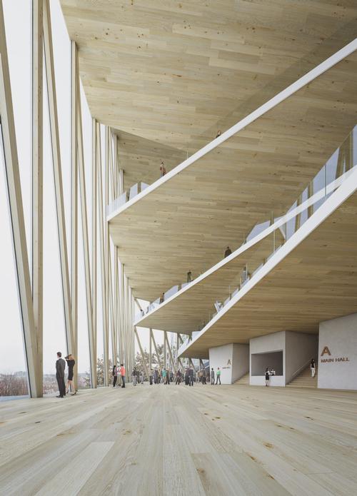 The brief requested lounge bars, a spacious lobb and spaces for other cultural activities / Arquivio Architects