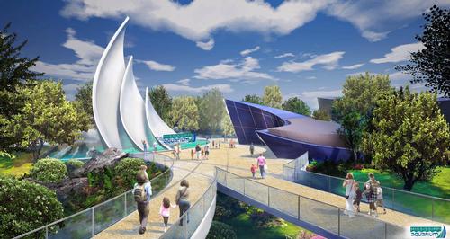 The aquarium will have 80,000sq ft of exhibit space, connected by landscaped walkways