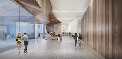 Large light expanses are offset with warmer timber surfaces / Brooks + Scarpa & KMF Architects