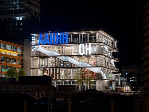 There are different words spelt out on different sides of the building / MVRDV