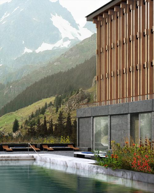 Shared spaces between the buildings are designed for use by both hotel guests and local residents / Hesselbrand