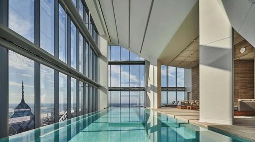 There are pools in the building's hotel and in its separate fitness centre / Foster + Partners