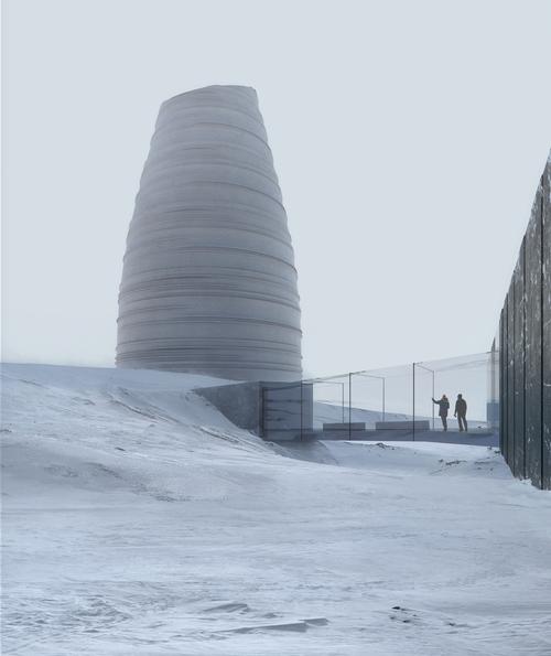 It is located Located 78° north of the Earth’s equator in Longyearbyen, Svalbard / Snøhetta