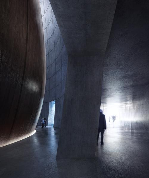 The exhibition building is designed to resemble an organic form / Snøhetta