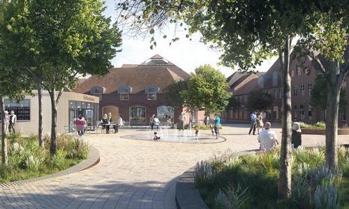 Water will be reintroduced to the town by rainwater run-off guttering and fountains / Effekt